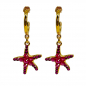 Preview: Ekaterini earrings starfish, pink Swarovski crystals brown cord and with gold accents